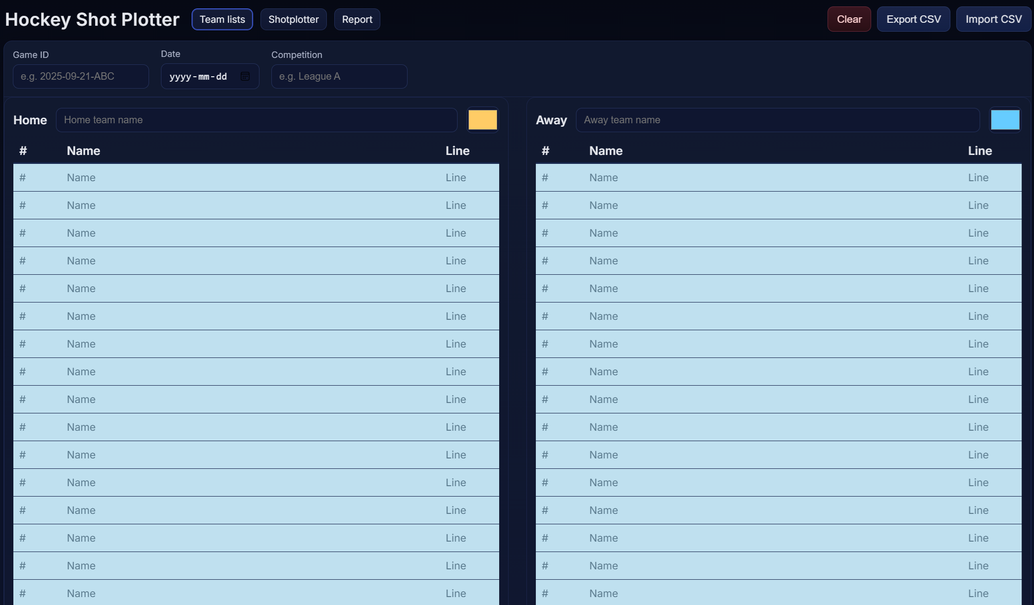 Hockey Team Lists